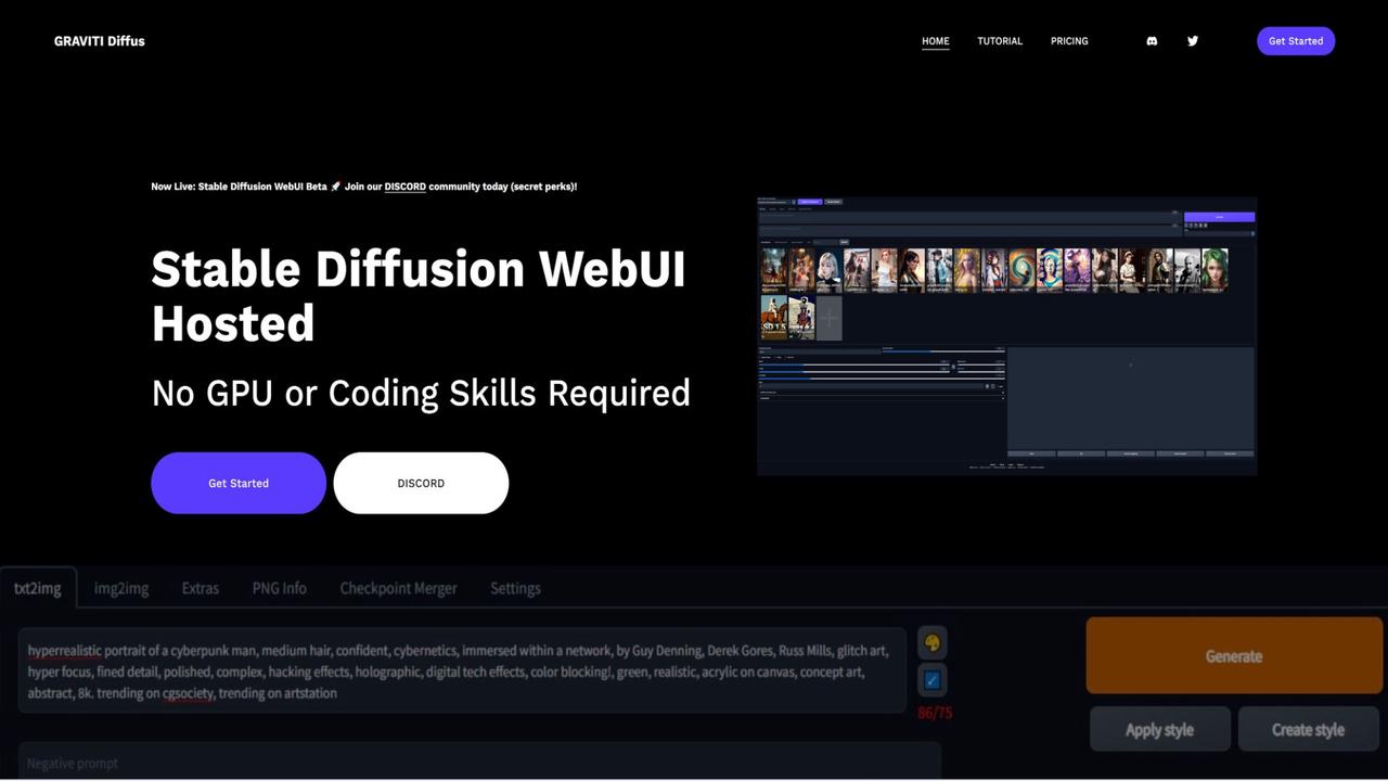 GRAVITI Diffus-免部署，在线使用Stable Diffusion