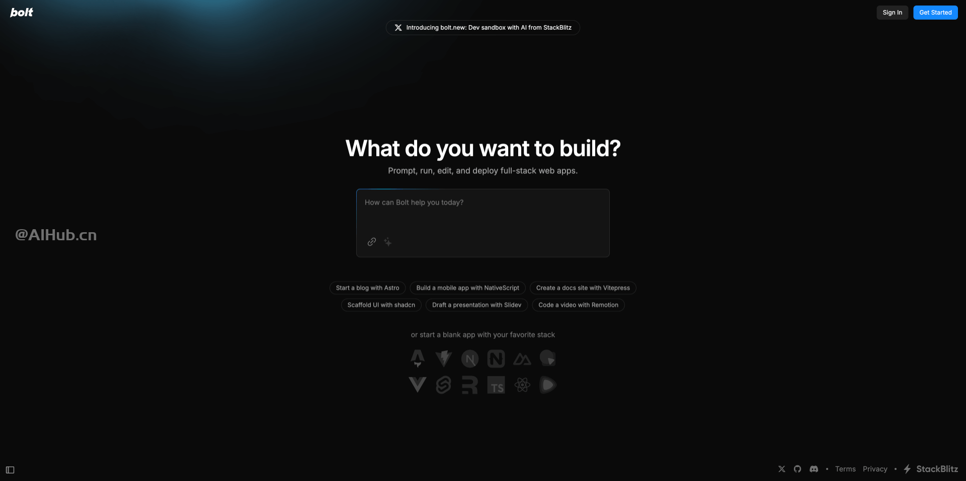 Bolt.new：StackBlitz推出的在线AI开发平台，一站式开发和部署应用